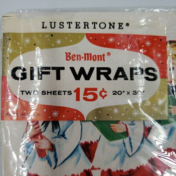 Vintage MCM Christmas Gift Wrapping Paper Wrap Children Carolers Choir Ben Mont - Picture 2 of 10